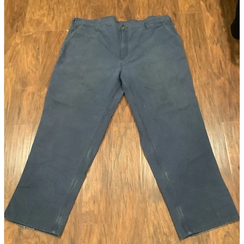 Carhartt Dungaree Fit B11 MDT Size 44X30Navy Blue Work Pants Triple Stitched